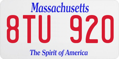 MA license plate 8TU920