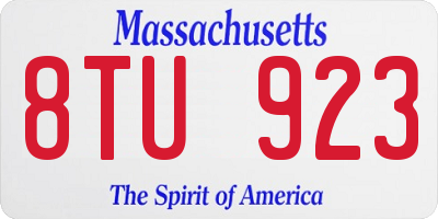 MA license plate 8TU923