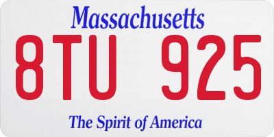 MA license plate 8TU925