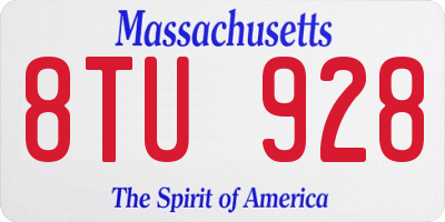 MA license plate 8TU928