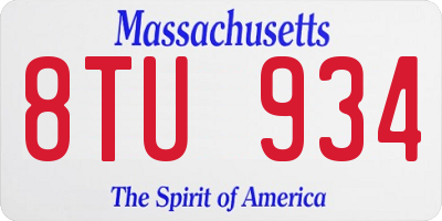 MA license plate 8TU934