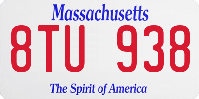 MA license plate 8TU938