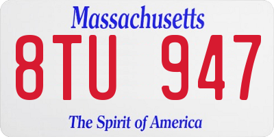MA license plate 8TU947
