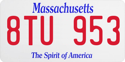 MA license plate 8TU953