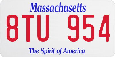 MA license plate 8TU954