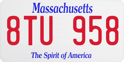 MA license plate 8TU958