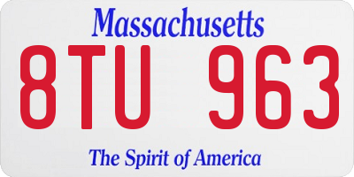 MA license plate 8TU963