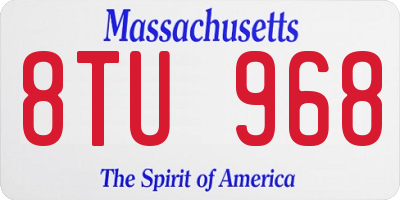 MA license plate 8TU968