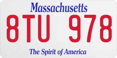 MA license plate 8TU978