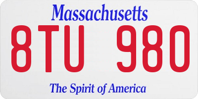MA license plate 8TU980