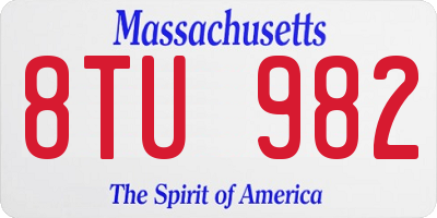 MA license plate 8TU982