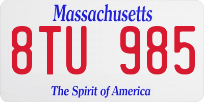 MA license plate 8TU985