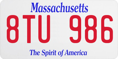 MA license plate 8TU986