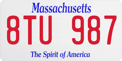 MA license plate 8TU987