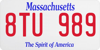 MA license plate 8TU989