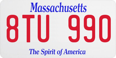 MA license plate 8TU990