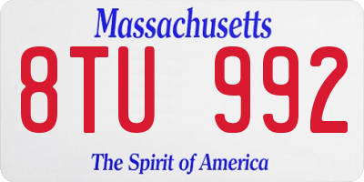 MA license plate 8TU992