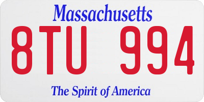 MA license plate 8TU994