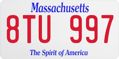 MA license plate 8TU997