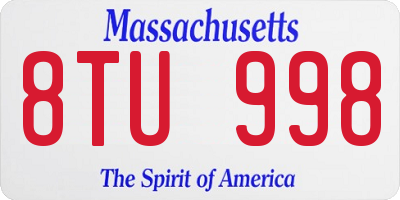 MA license plate 8TU998