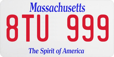 MA license plate 8TU999