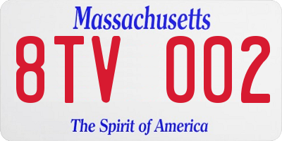 MA license plate 8TV002