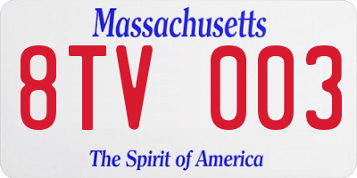 MA license plate 8TV003