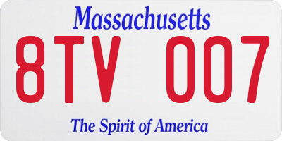 MA license plate 8TV007