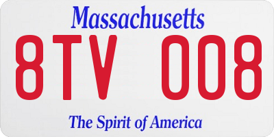 MA license plate 8TV008
