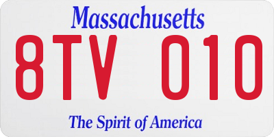 MA license plate 8TV010