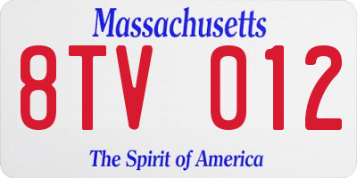 MA license plate 8TV012