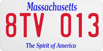 MA license plate 8TV013