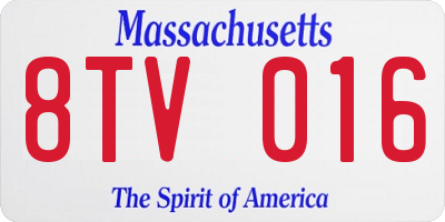 MA license plate 8TV016