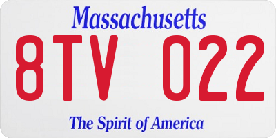 MA license plate 8TV022