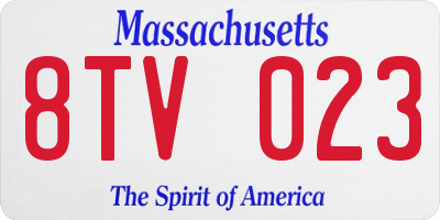 MA license plate 8TV023