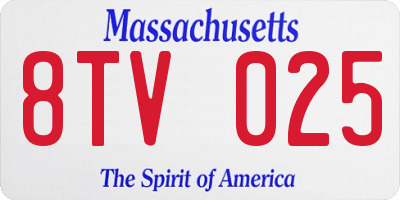 MA license plate 8TV025