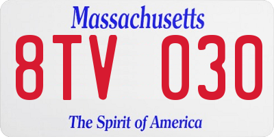 MA license plate 8TV030