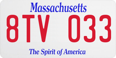 MA license plate 8TV033