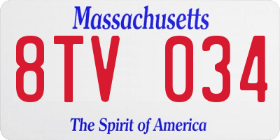MA license plate 8TV034