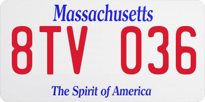MA license plate 8TV036