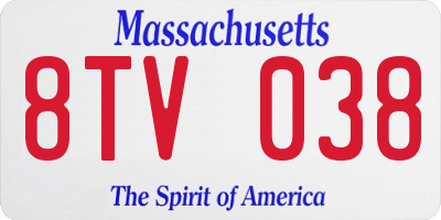 MA license plate 8TV038
