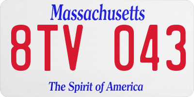 MA license plate 8TV043