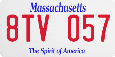 MA license plate 8TV057