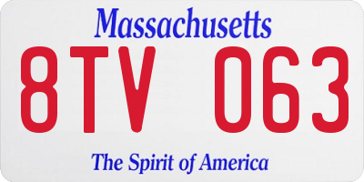 MA license plate 8TV063