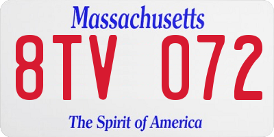 MA license plate 8TV072
