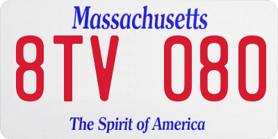 MA license plate 8TV080