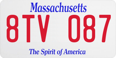 MA license plate 8TV087