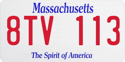 MA license plate 8TV113