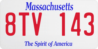 MA license plate 8TV143
