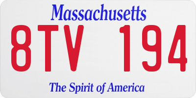 MA license plate 8TV194
